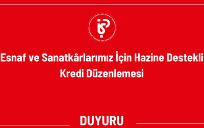 Esnaf ve Sanatkârlarımız İçin Hazine Destekli Kredi Düzenlemesi